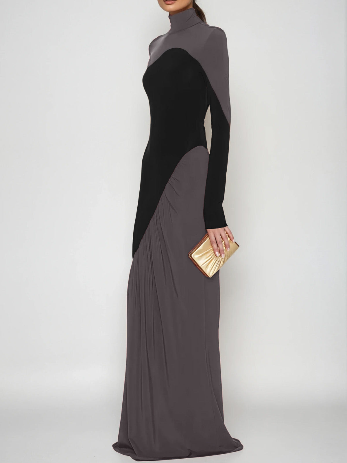Laurice High Neck Maxi Dress In Coffee