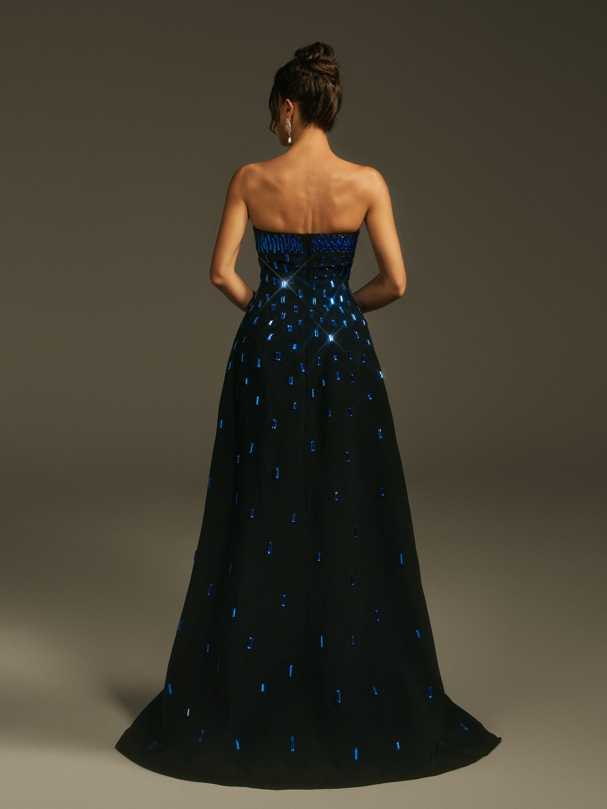 Leimomi Strapless Crystal Maxi Dress