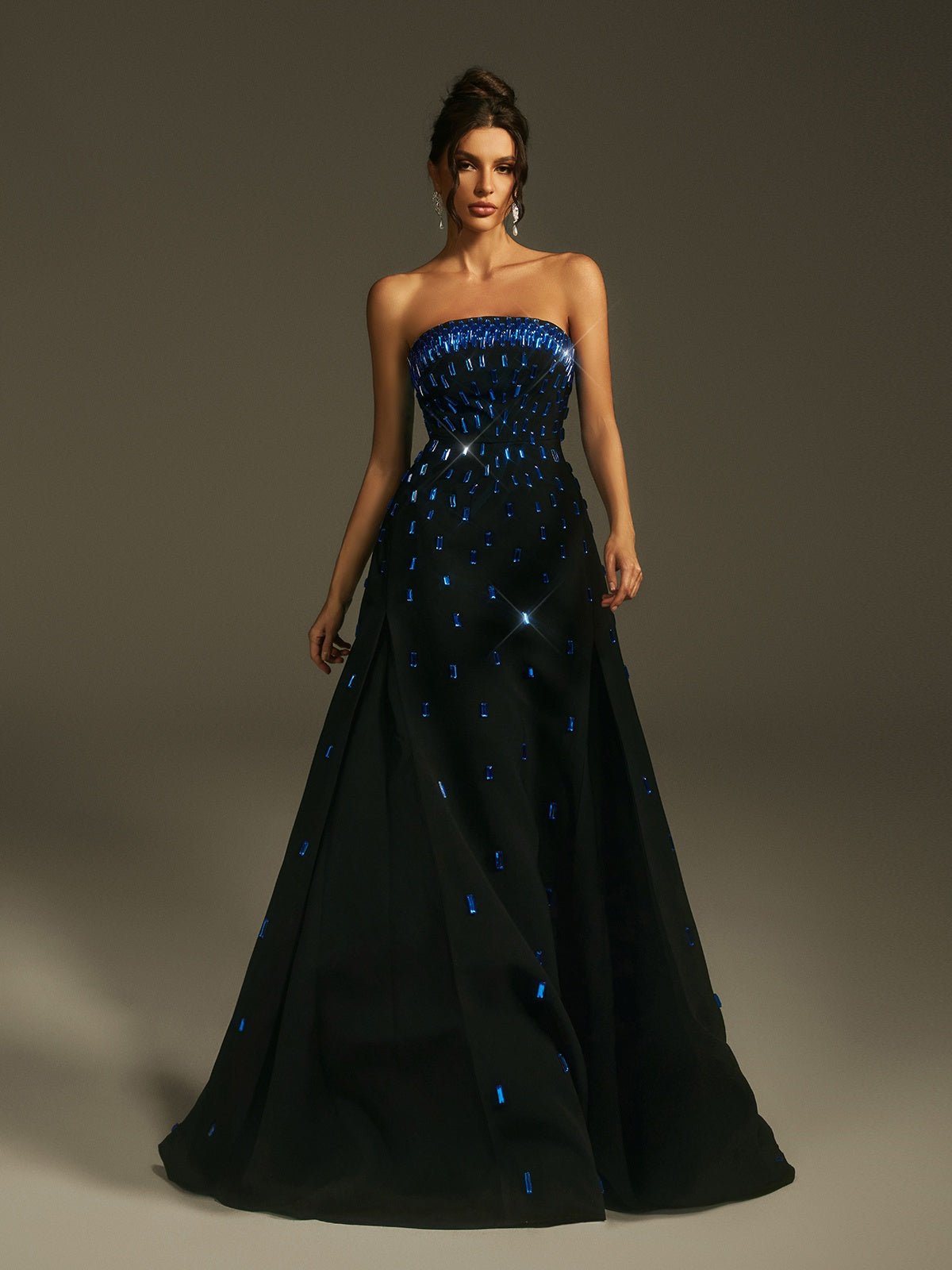Leimomi Strapless Crystal Maxi Dress