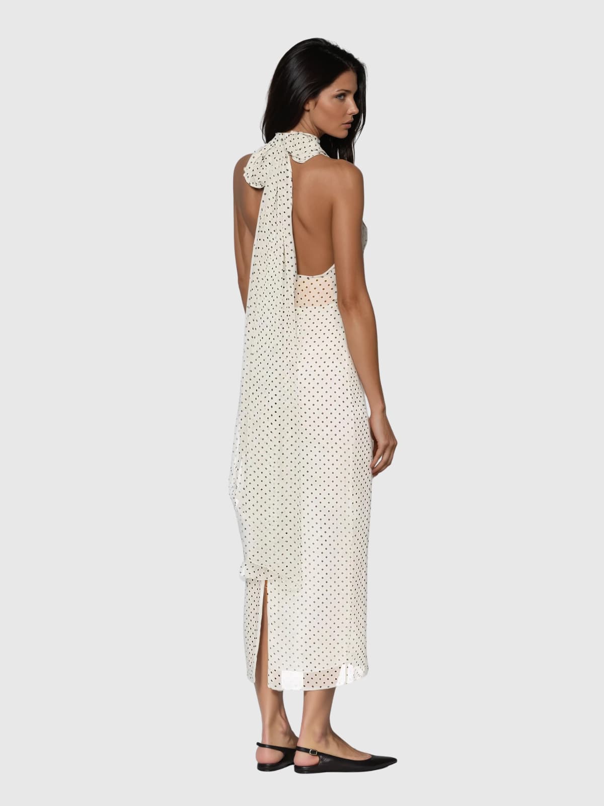 Mairead Halterneck Cutout Polka Dot Maxi Dress