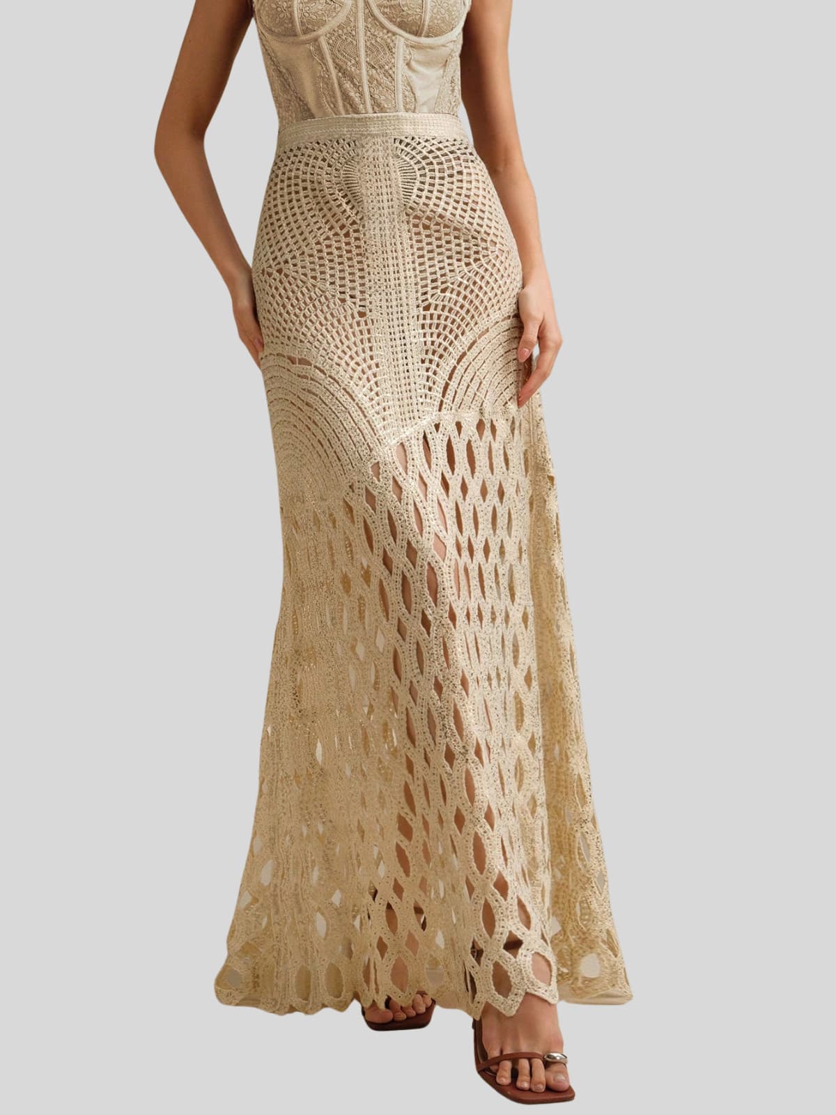 Leldrin Cutout Skirt In Apricot