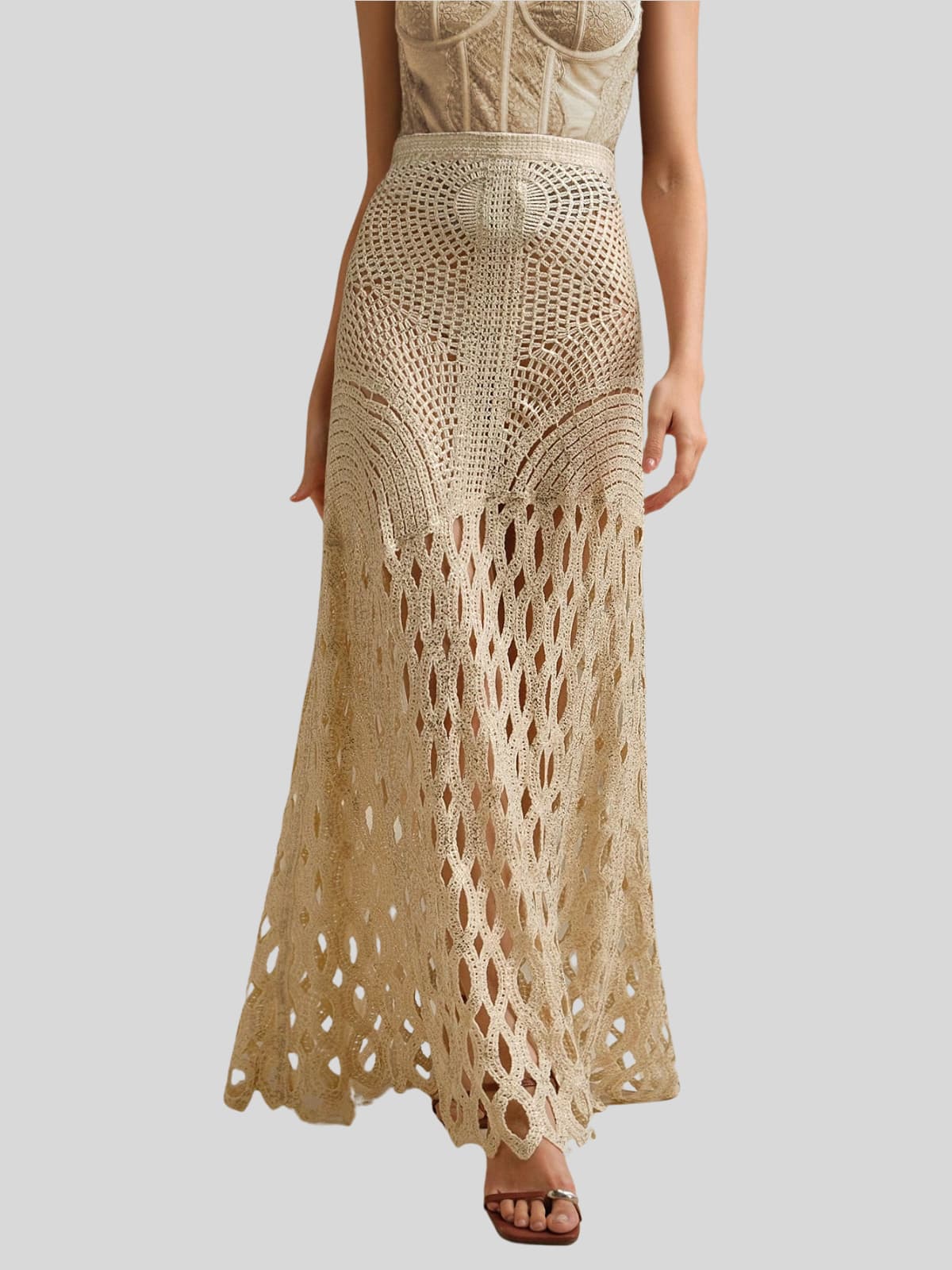 Leldrin Cutout Skirt In Apricot