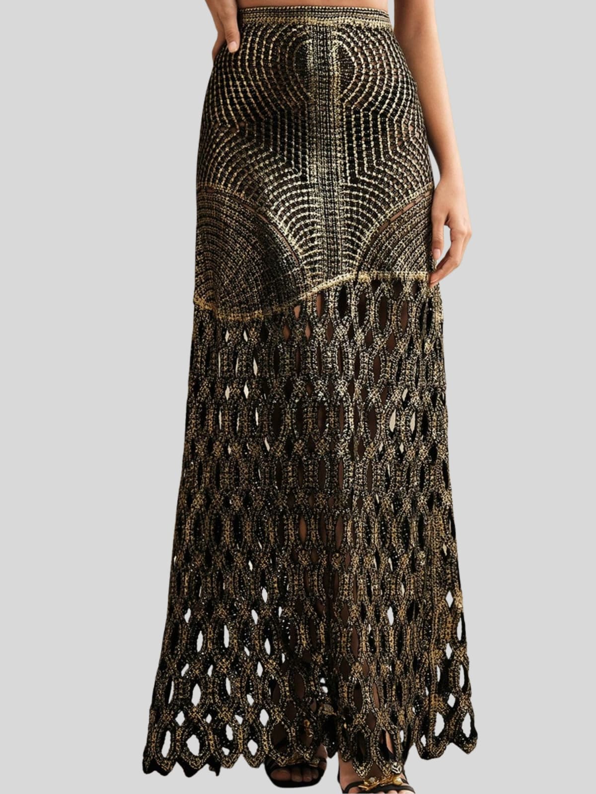 Leldrin Cutout Skirt In Black & Gold