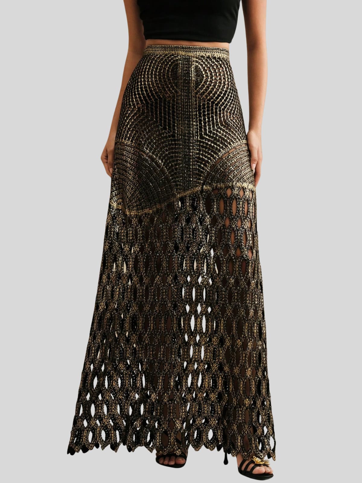 Leldrin Cutout Skirt In Black & Gold