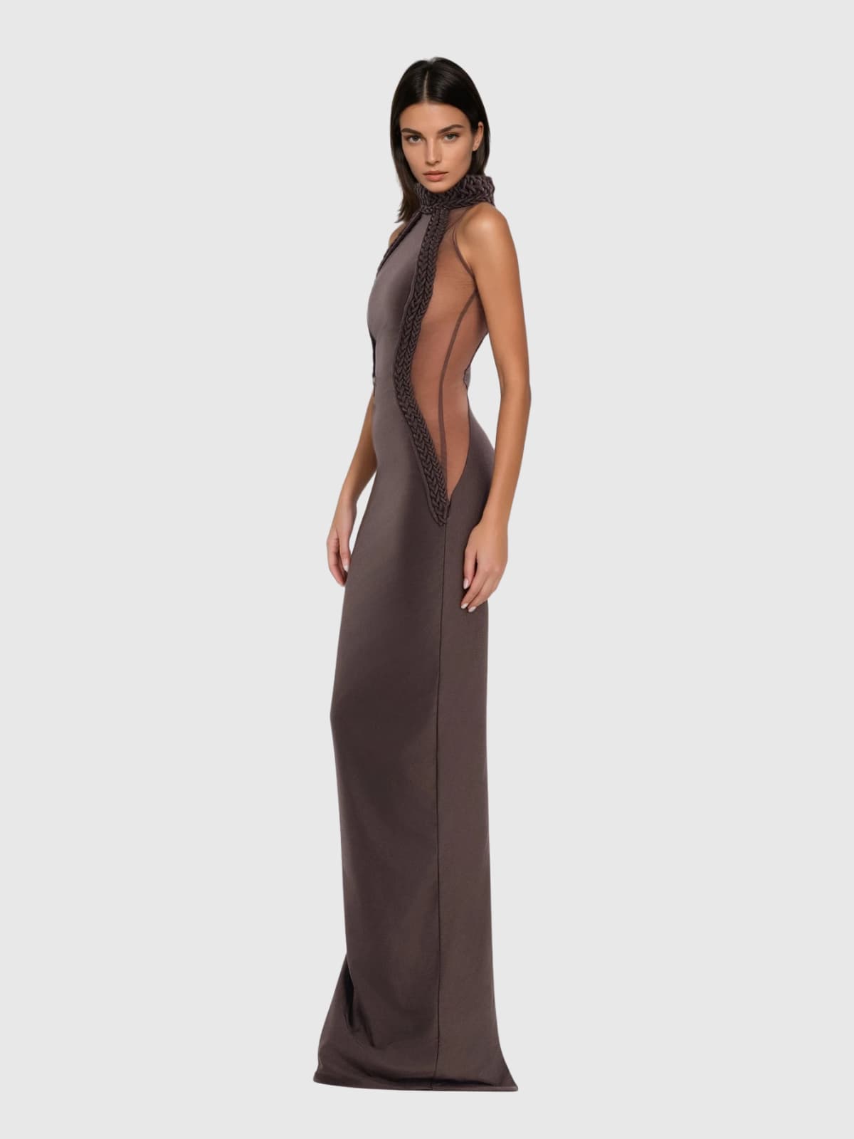 Leyra Halterneck Sennit Split Maxi Dress