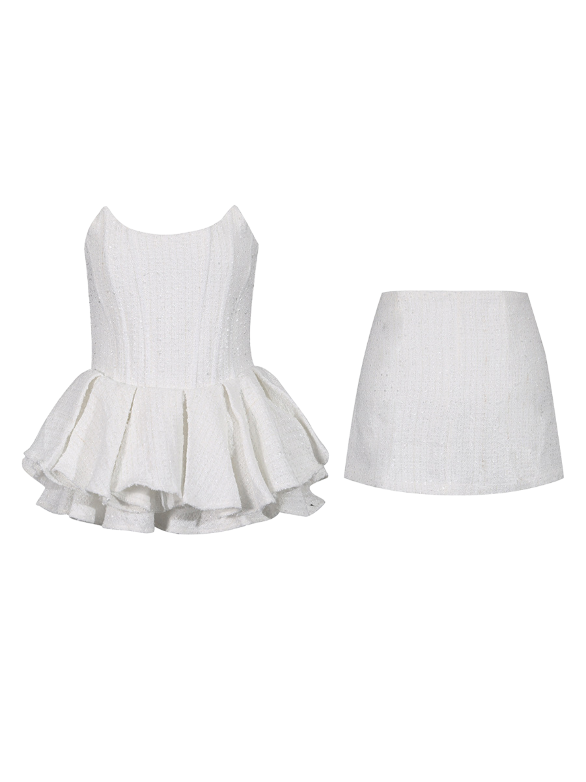 Lisala Strapless Ruffle Sequin Skirt Set