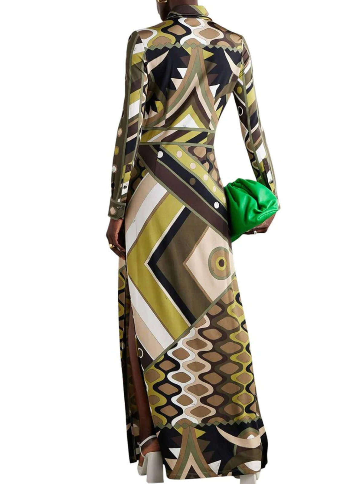 Lisbet Folded Collar Printed Maxi Dress