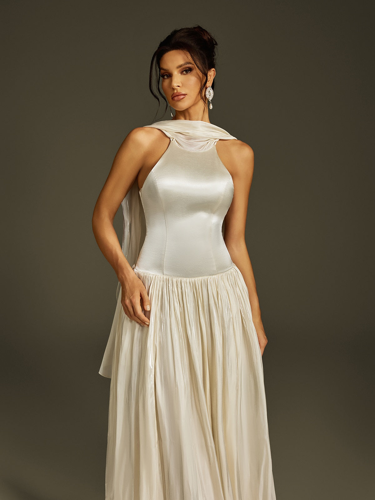 Litzy Halterneck Ruched Maxi Dress