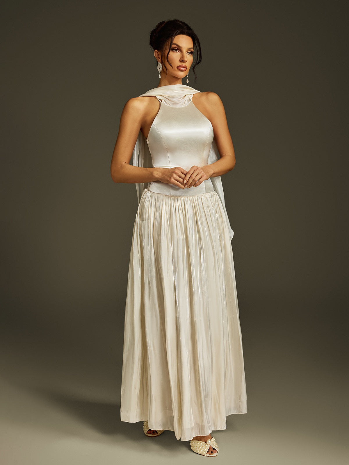 Litzy Halterneck Ruched Maxi Dress
