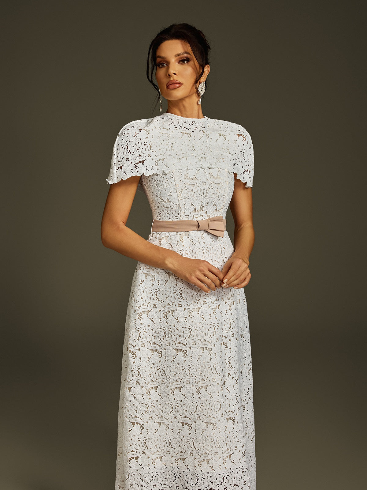 Liubov Cape Embroidered Midi Dress