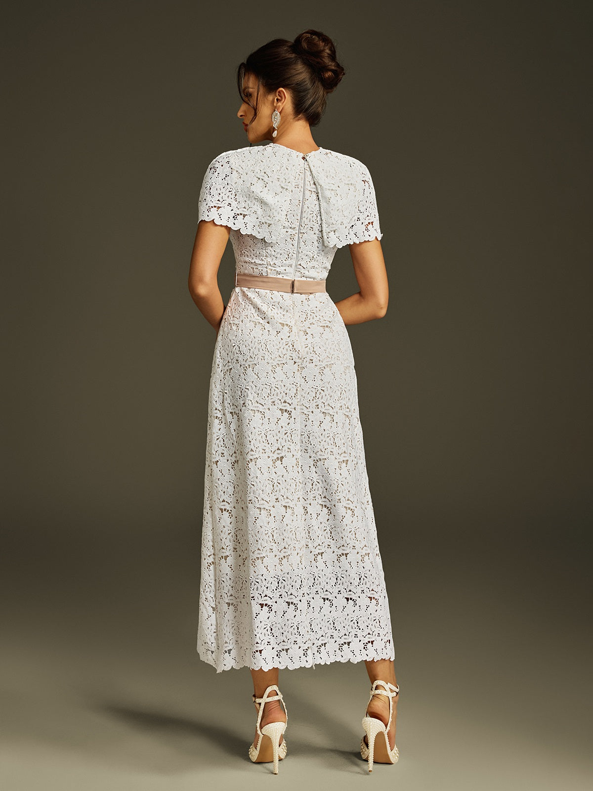 Liubov Cape Embroidered Midi Dress