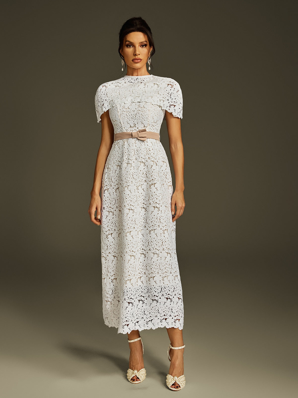 Liubov Cape Embroidered Midi Dress