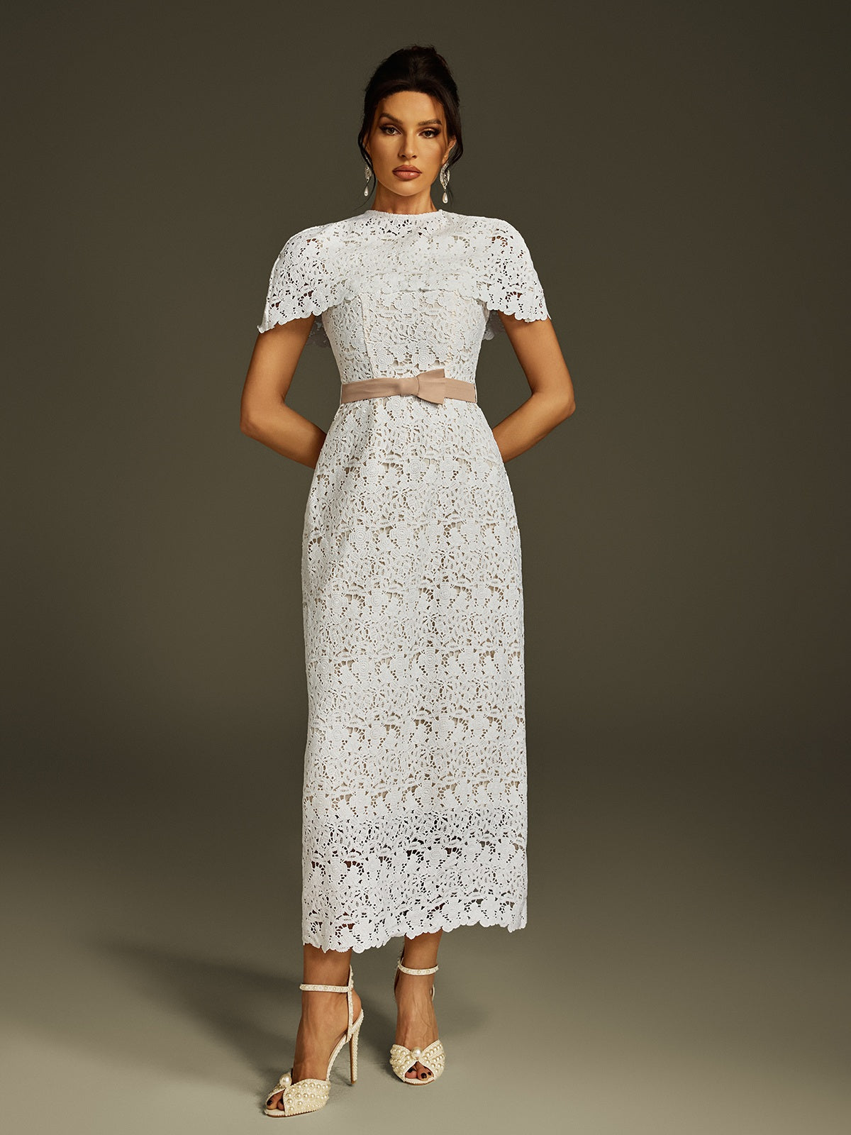 Liubov Cape Embroidered Midi Dress