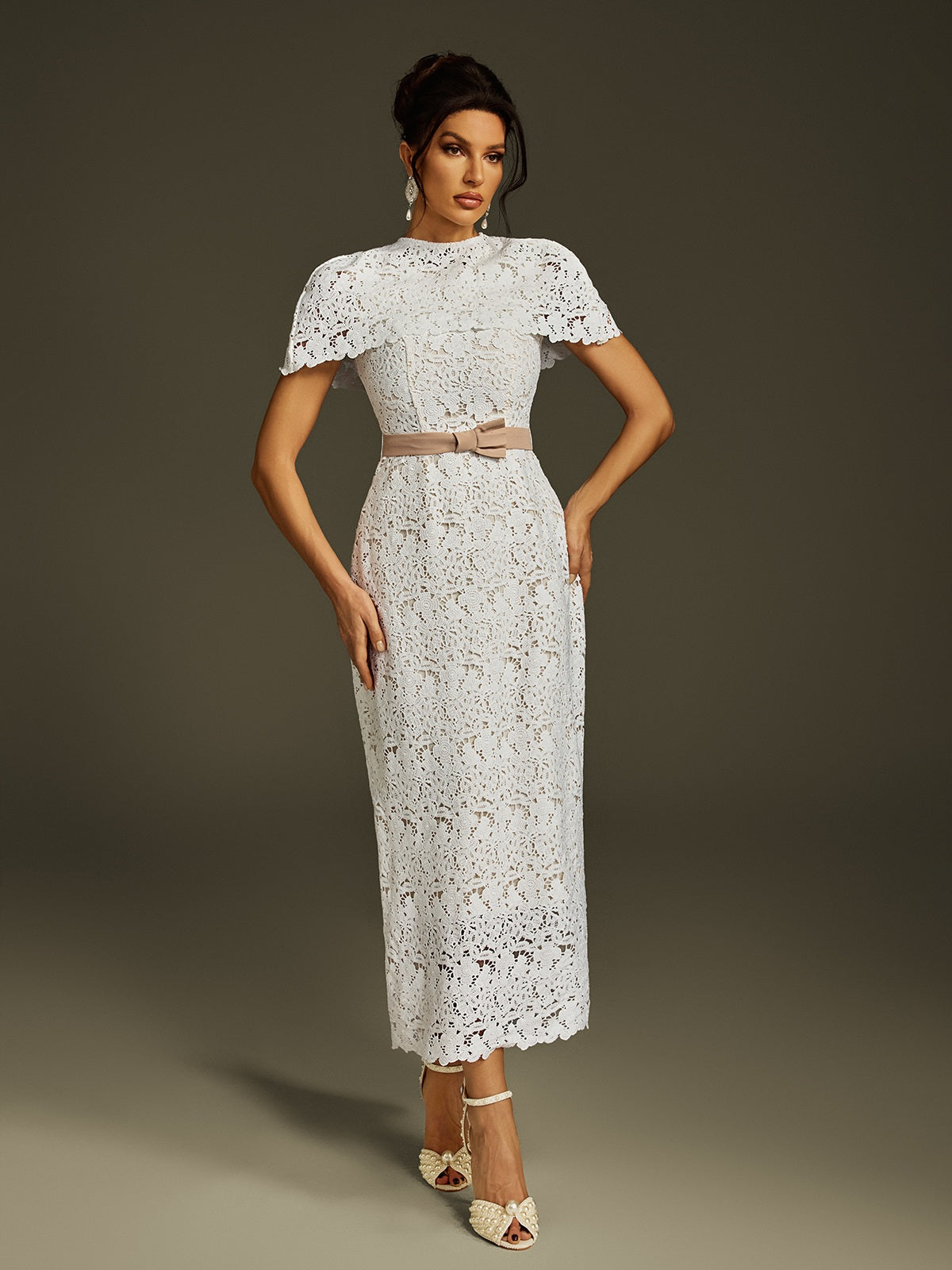 Liubov Cape Embroidered Midi Dress
