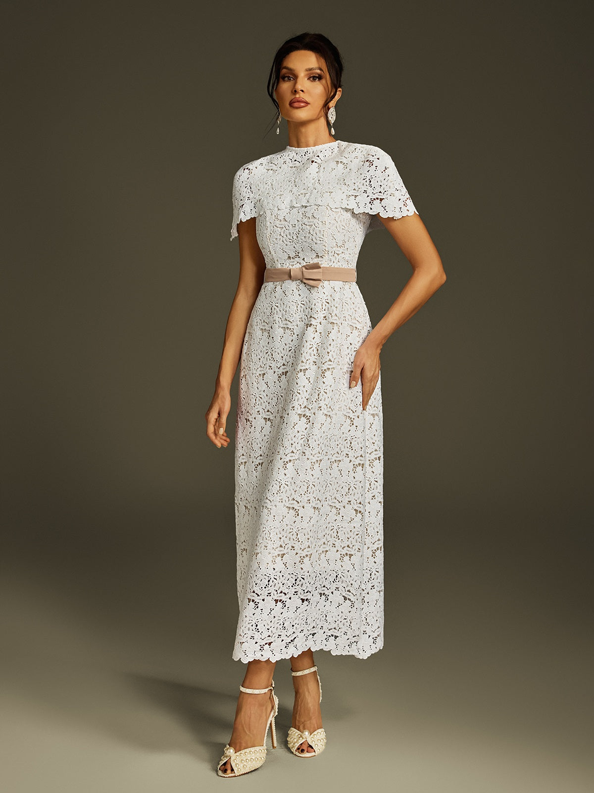 Liubov Cape Embroidered Midi Dress