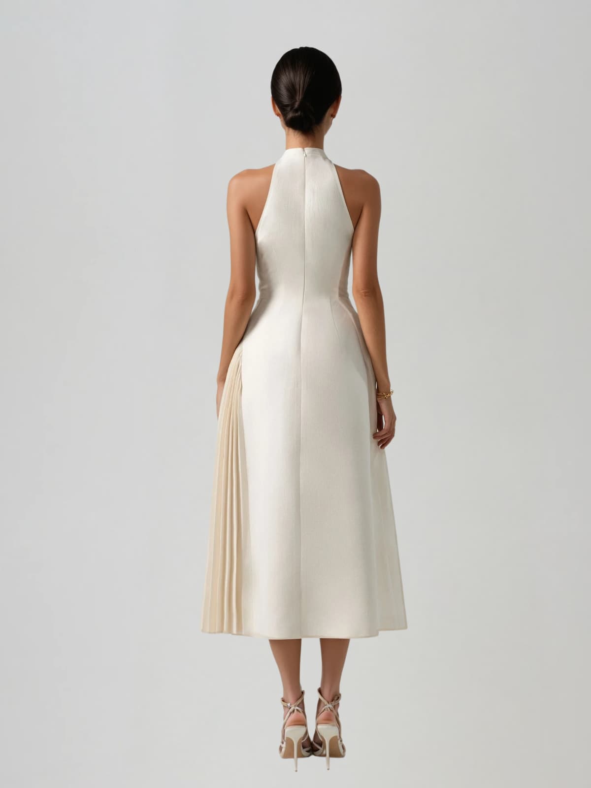 Llywelya Collar Pleated Midi Dress