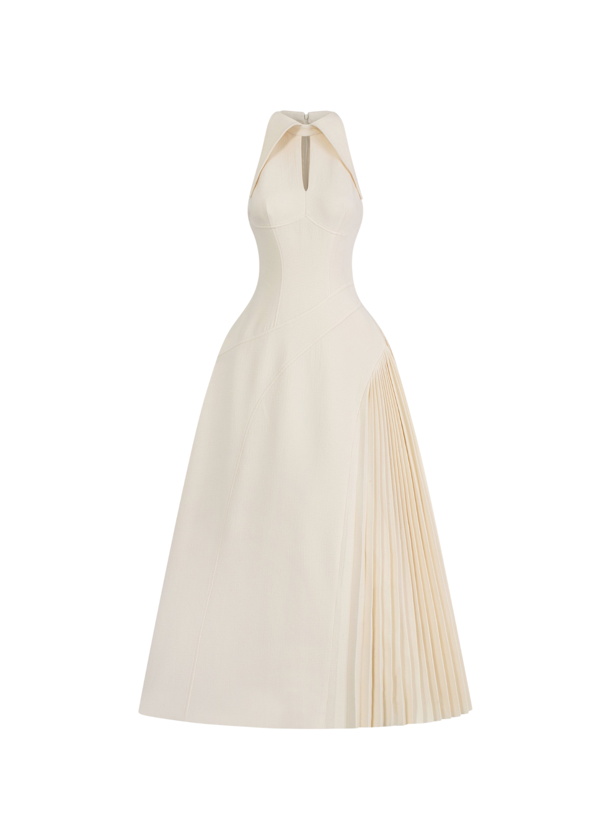 Llywelya Collar Pleated Midi Dress