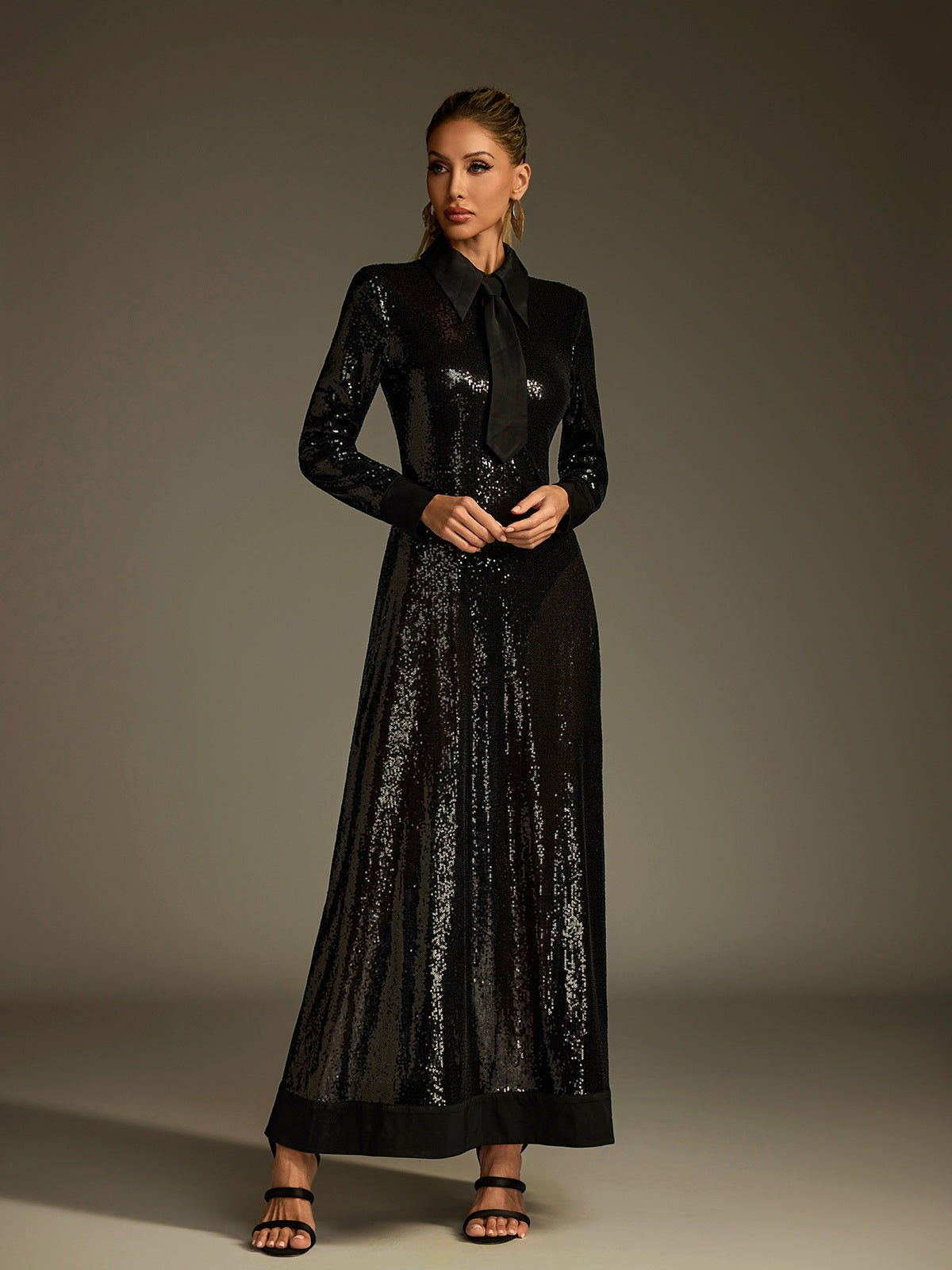 Lucera Collar Sequin Maxi Dress