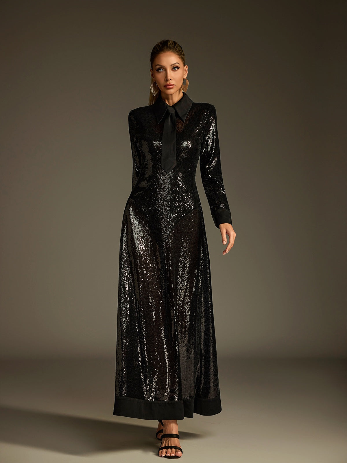 Lucera Collar Sequin Maxi Dress