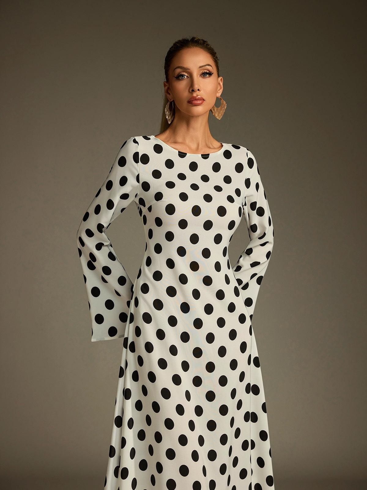 Lucero Flare Sleeve Dot Maxi Dress