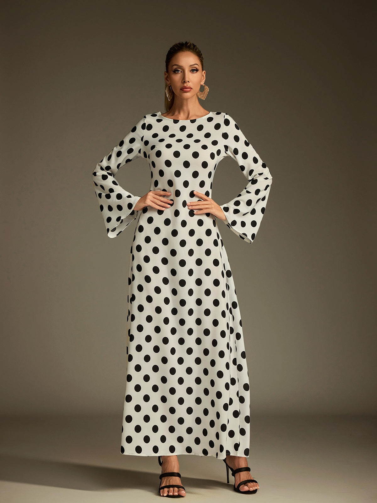 Lucero Flare Sleeve Dot Maxi Dress