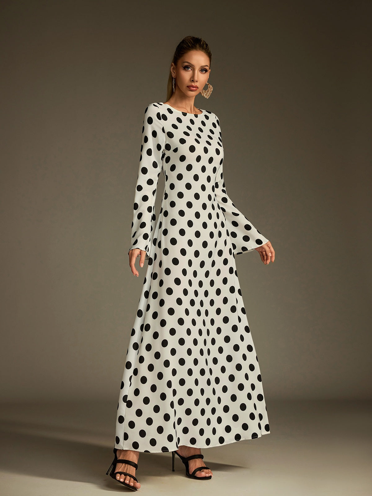 Lucero Flare Sleeve Dot Maxi Dress