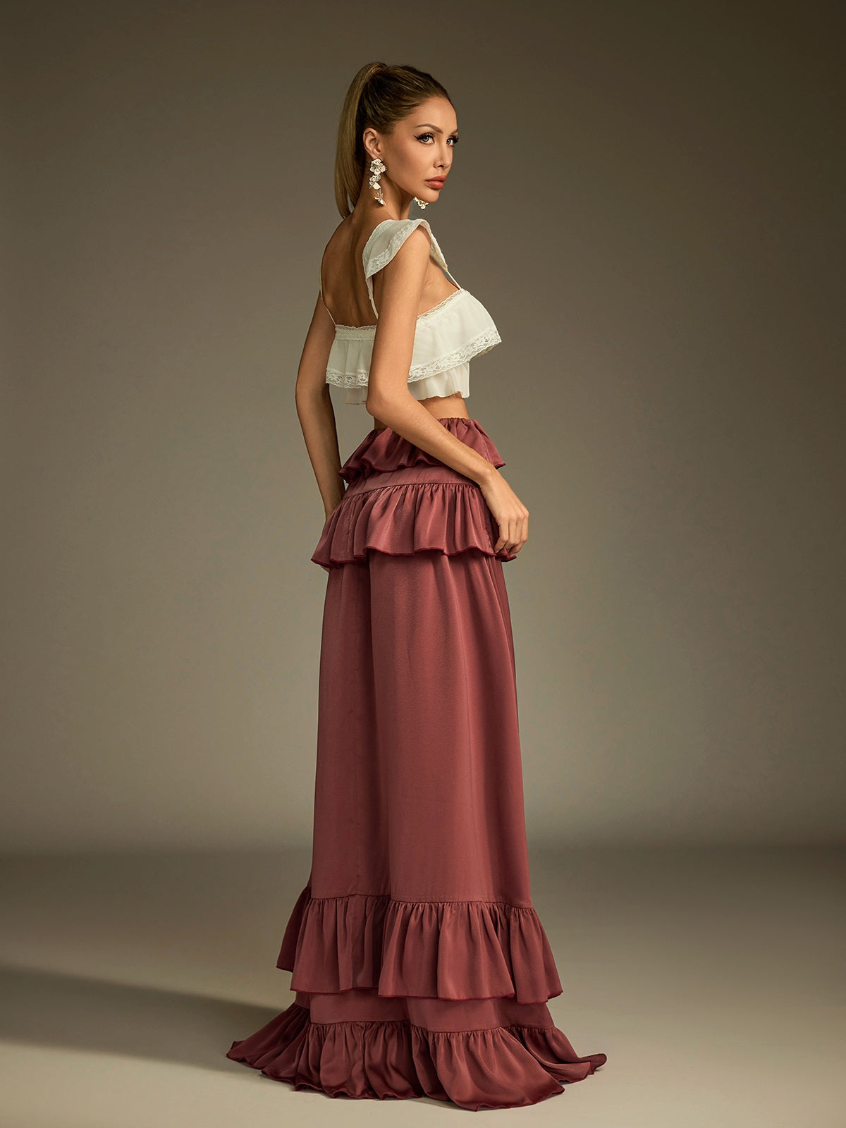 Lucilius Lace Ruched Skirt Set