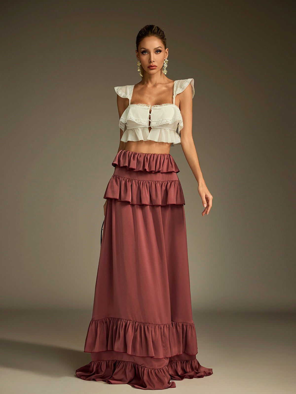 Lucilius Lace Ruched Skirt Set