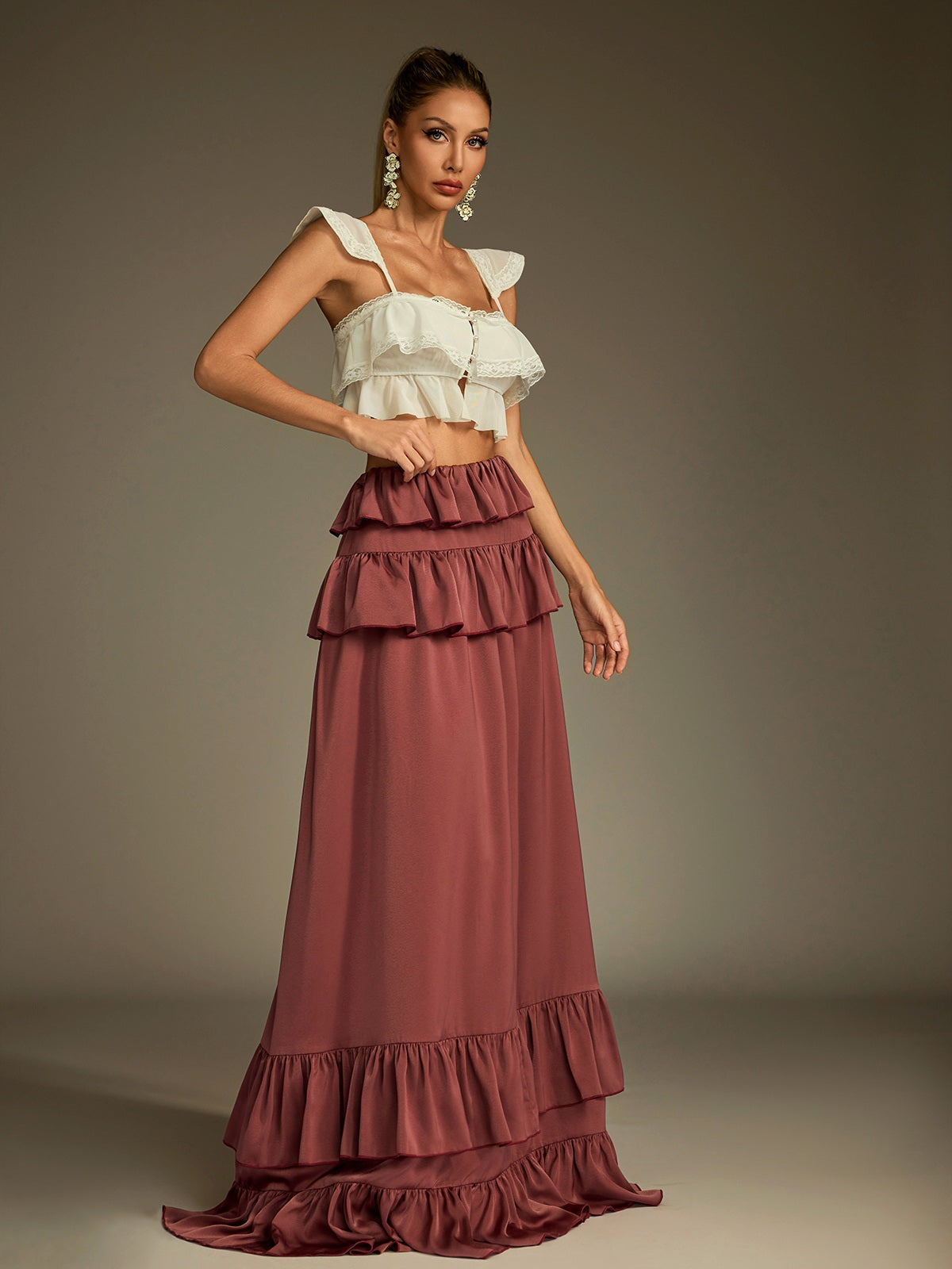 Lucilius Lace Ruched Skirt Set