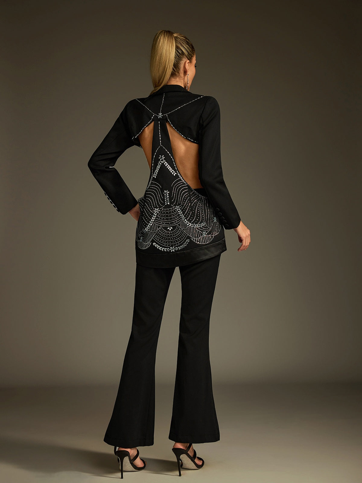 Lucius Rhinestone Cutout Blazer Set