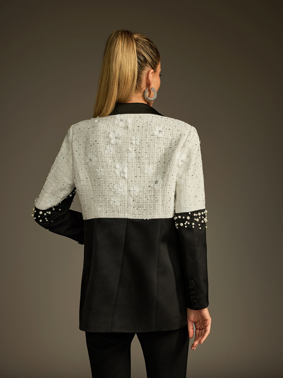 Lucretius Floral Pearl Satin Blazer