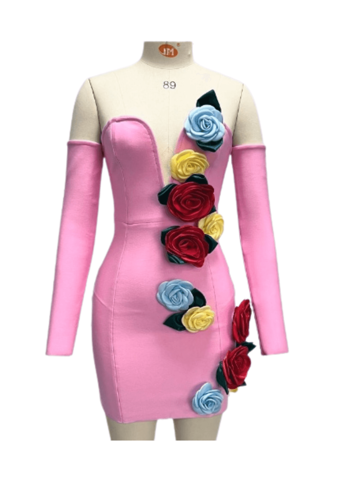 Ludovica Strapless Flower Bandage Mini Dress