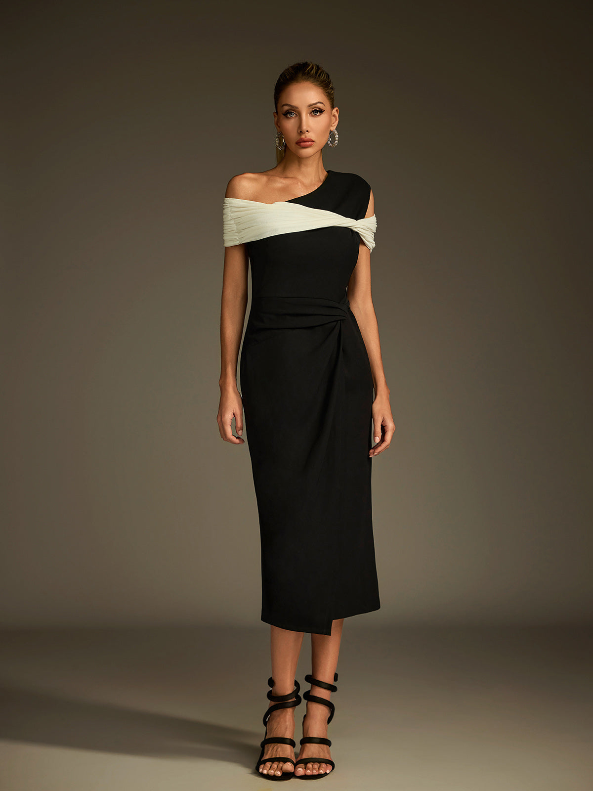 Luigi One Shoulder Twisted Midi Dress