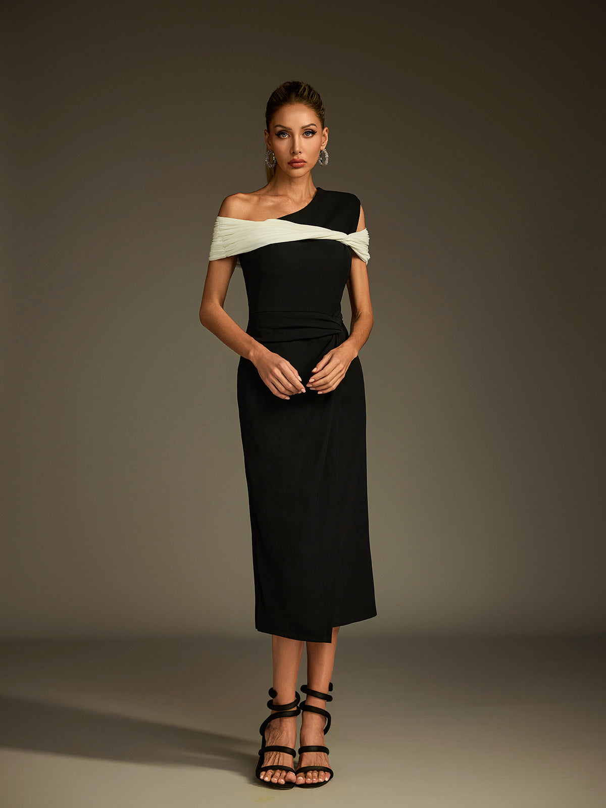 Luigi One Shoulder Twisted Midi Dress