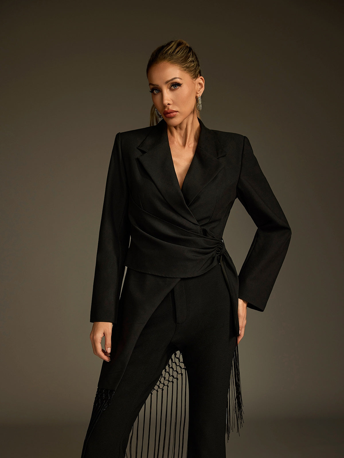 Luken Asymmetric Fringe Blazer
