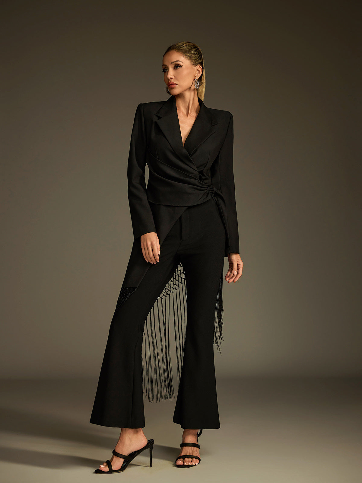 Luken Asymmetric Fringe Blazer