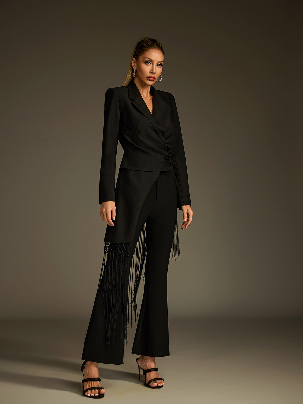 Luken Asymmetric Fringe Blazer