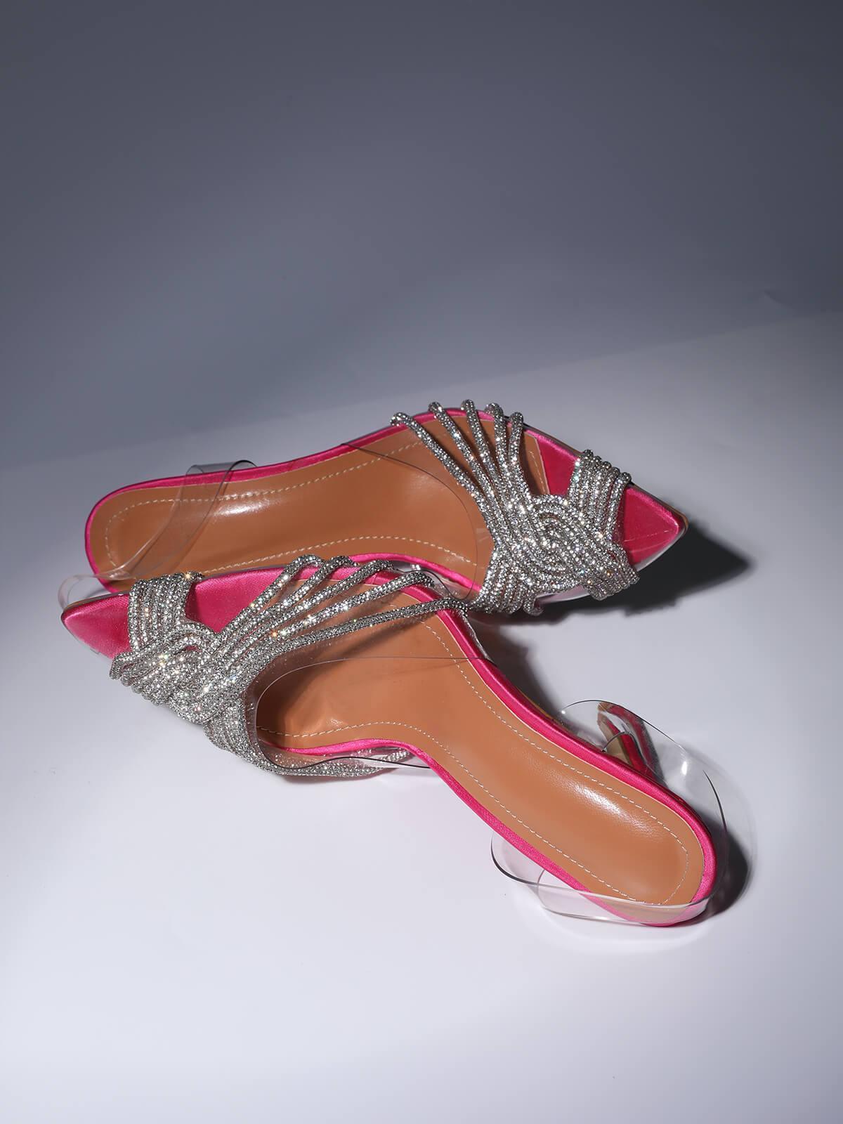Lumi Crystal Embellished Sandals In Hot Pink