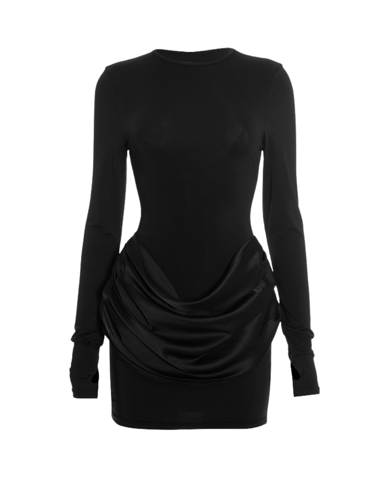 Lyusya Long Sleeve Ruched Dress In Black