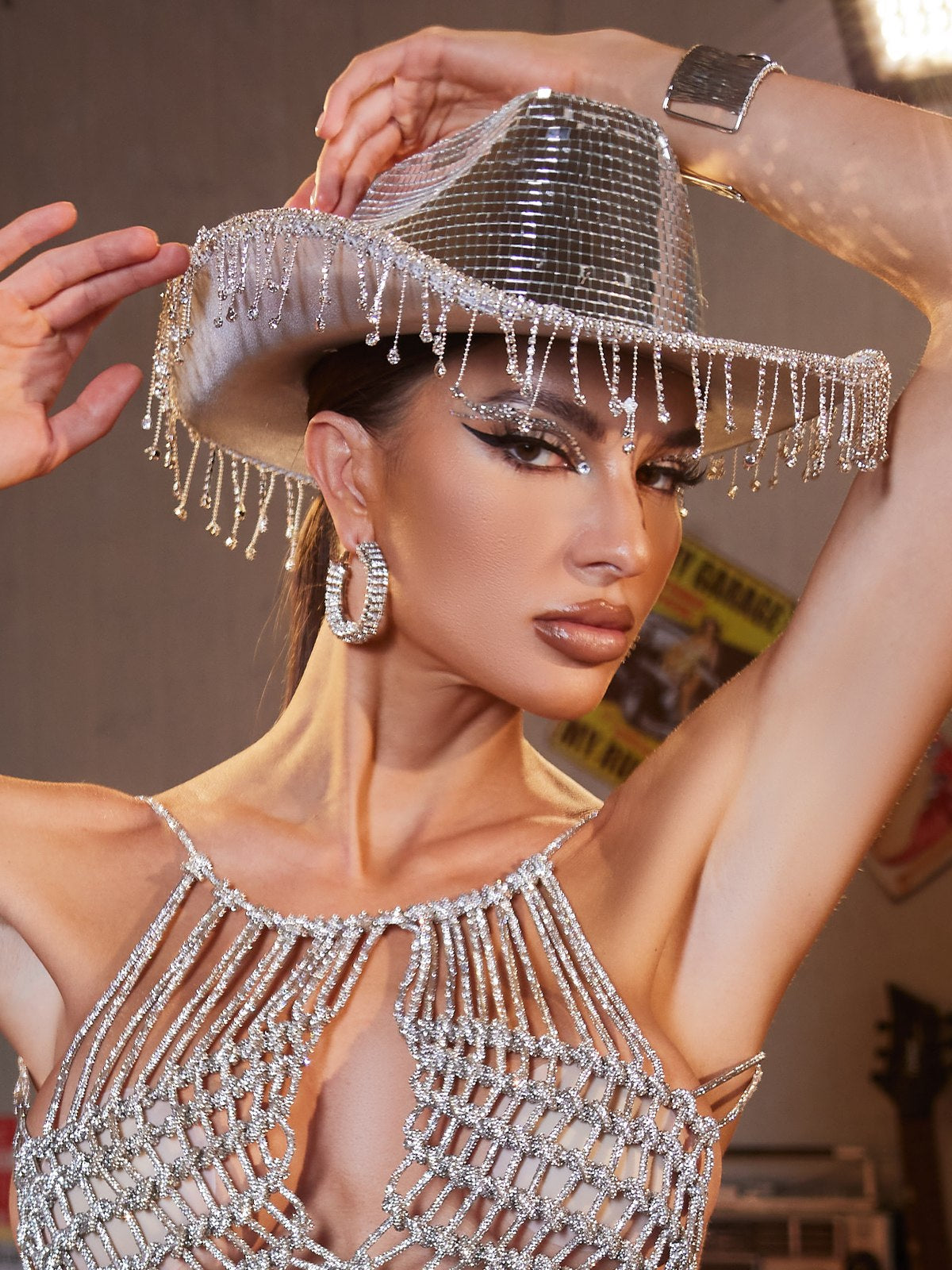 Maelira Rhinestone Fringe Cowboy Hat