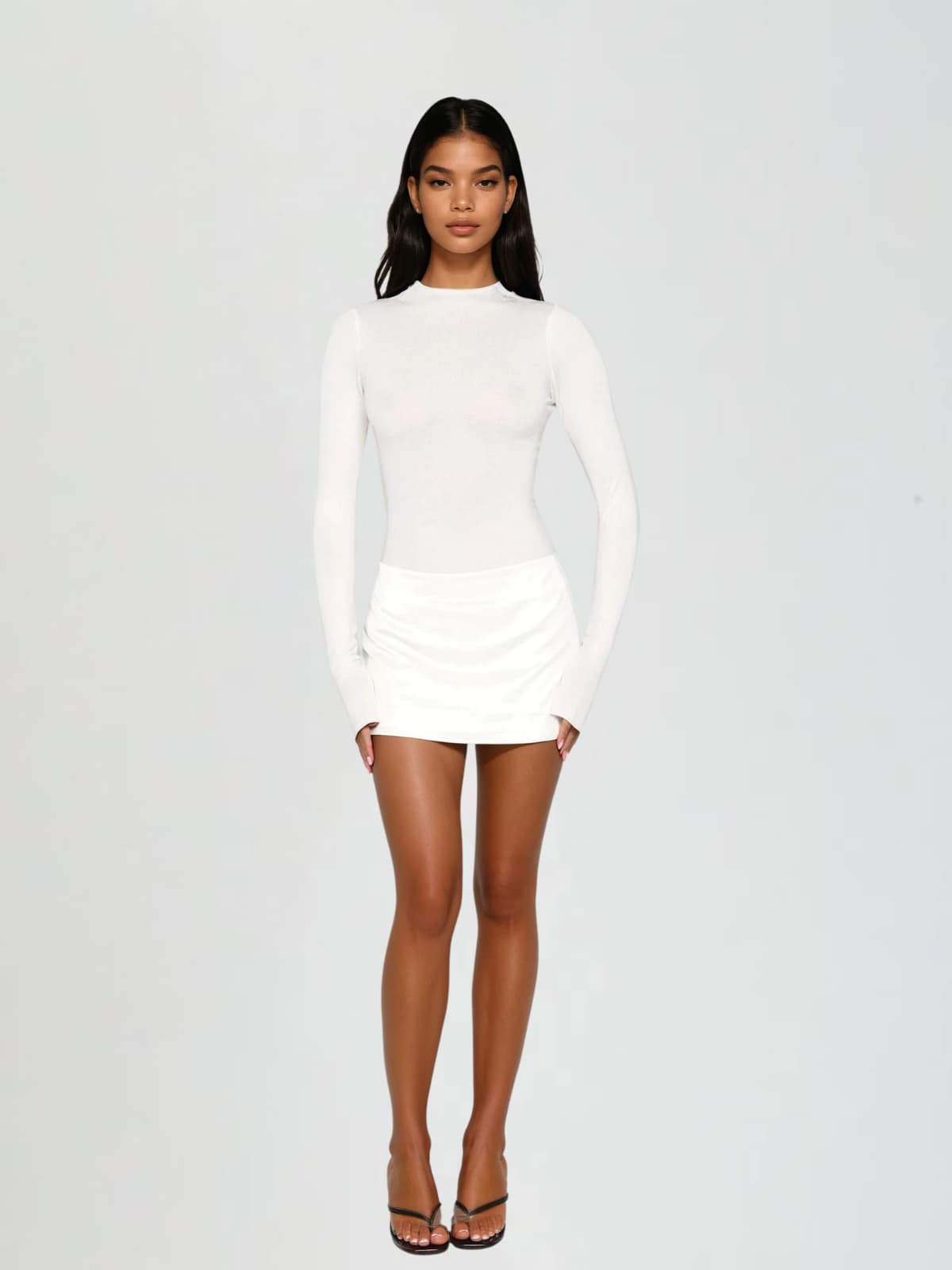 Majora Long Sleeve Mini Dress In White