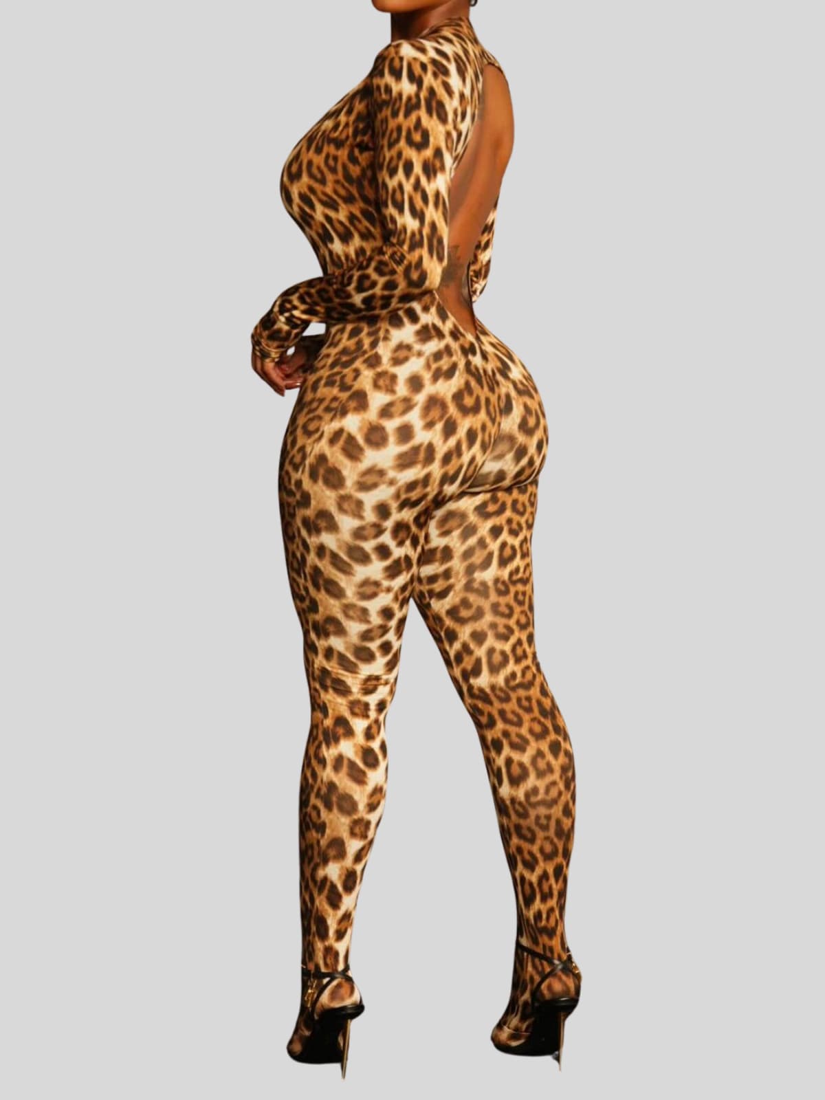 Makaio Plunge Neck Leopard Jumpsuit