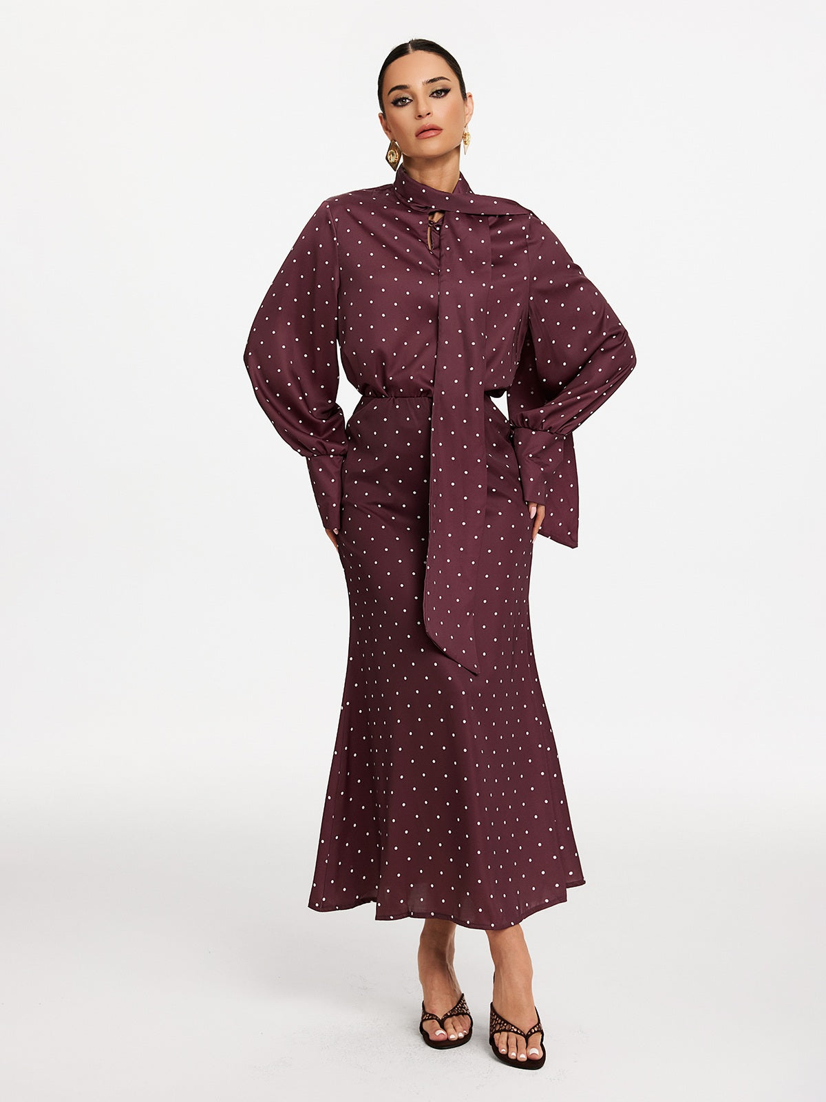 Makya Long Sleeve Dot Shirt Set