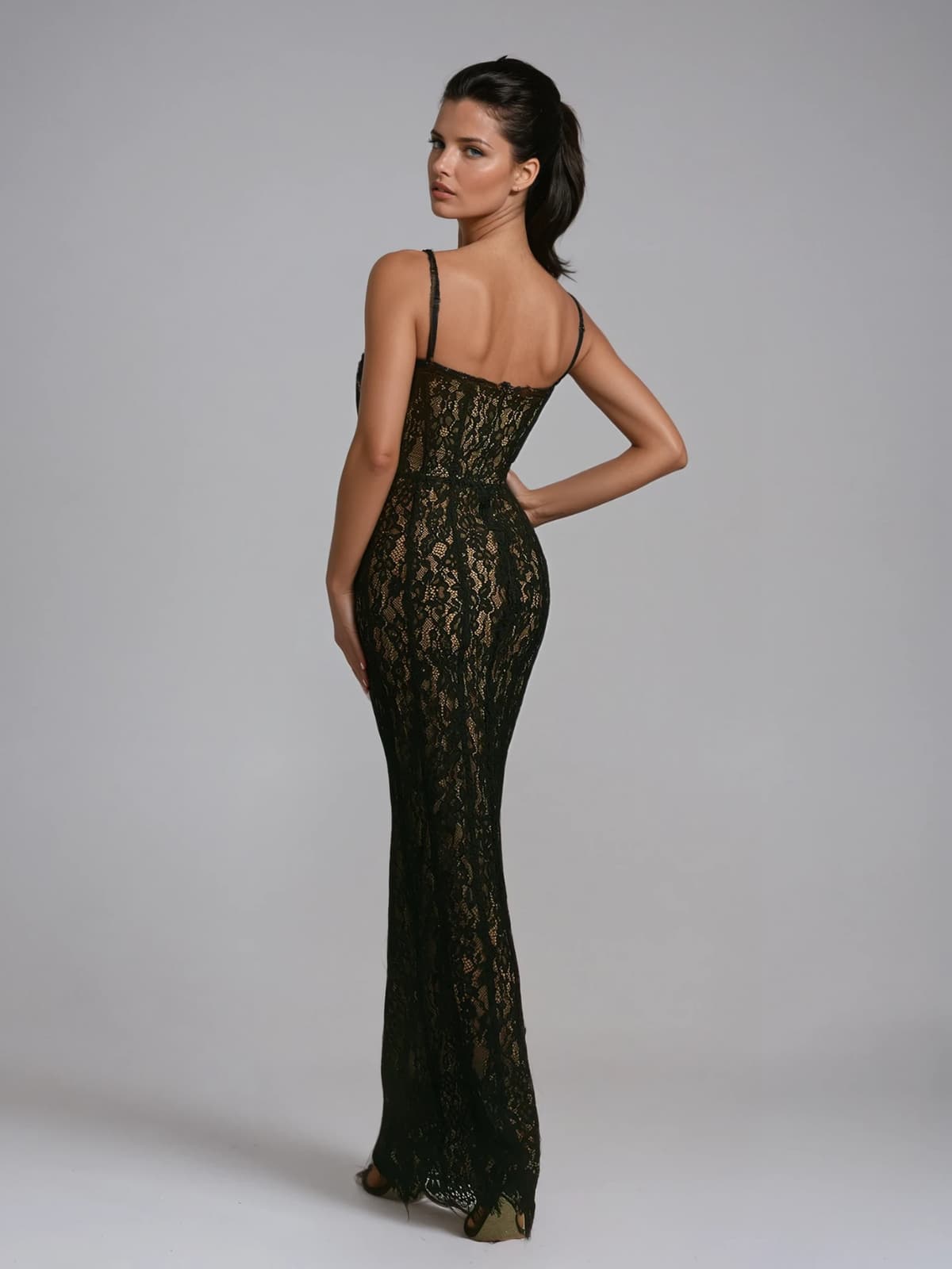 Marije Spaghetti Lace Maxi Dress