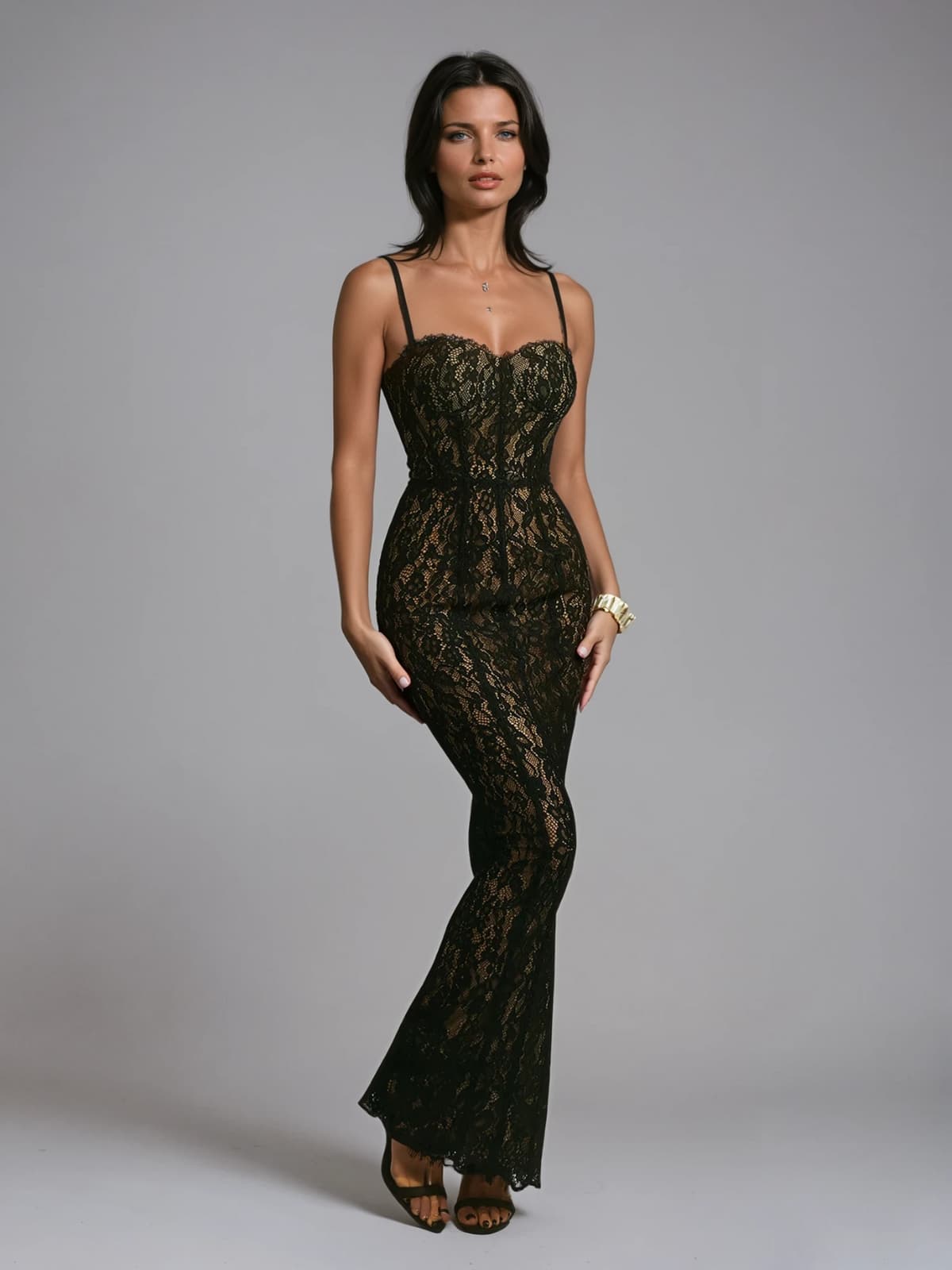 Marije Spaghetti Lace Maxi Dress