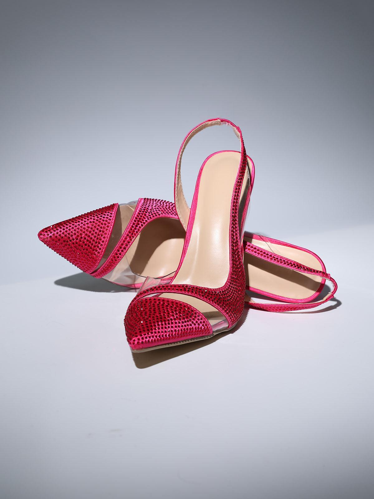 Medusa Crystal Heels In Hot Pink