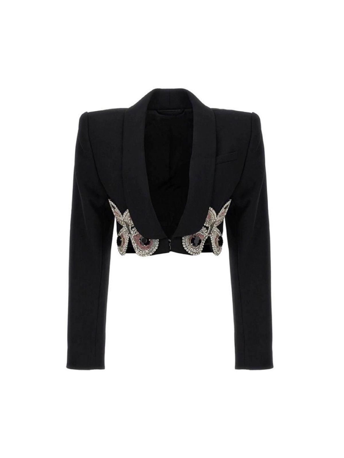 Merrick Butterfly Crystal Embellished Blazer In Black