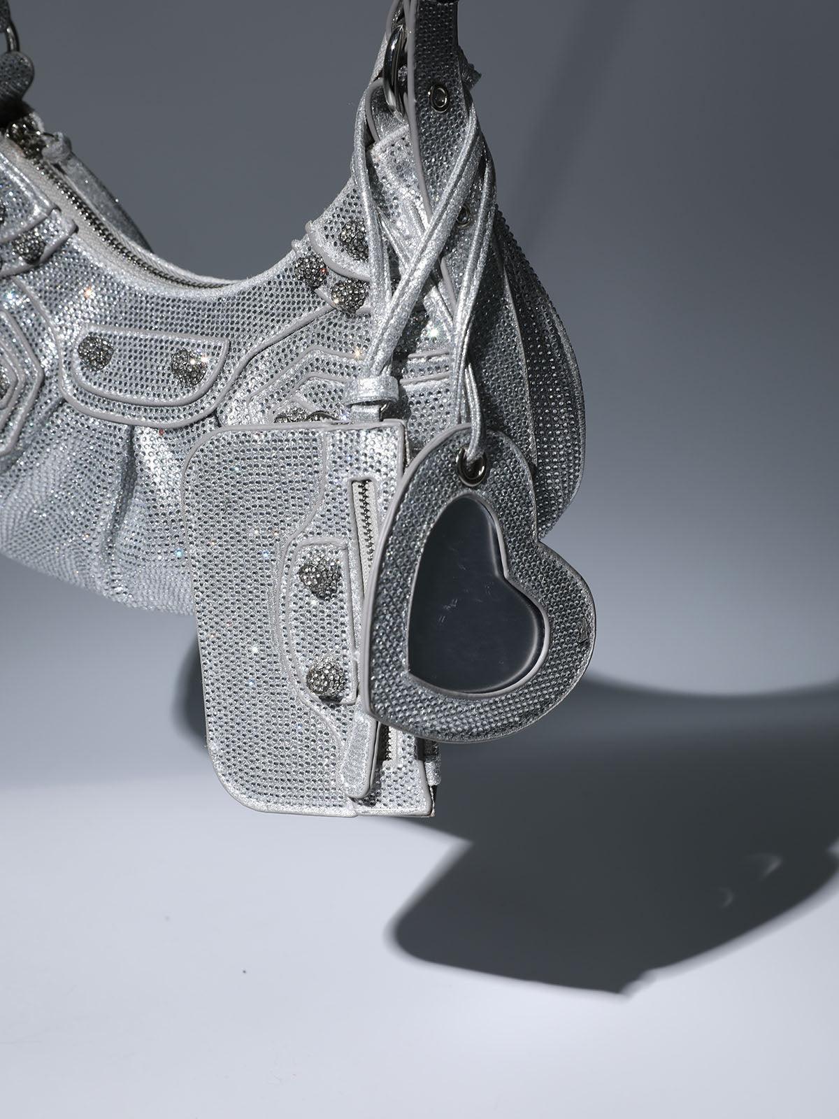 Misty Rhinestone Shoulder Bag In Silver