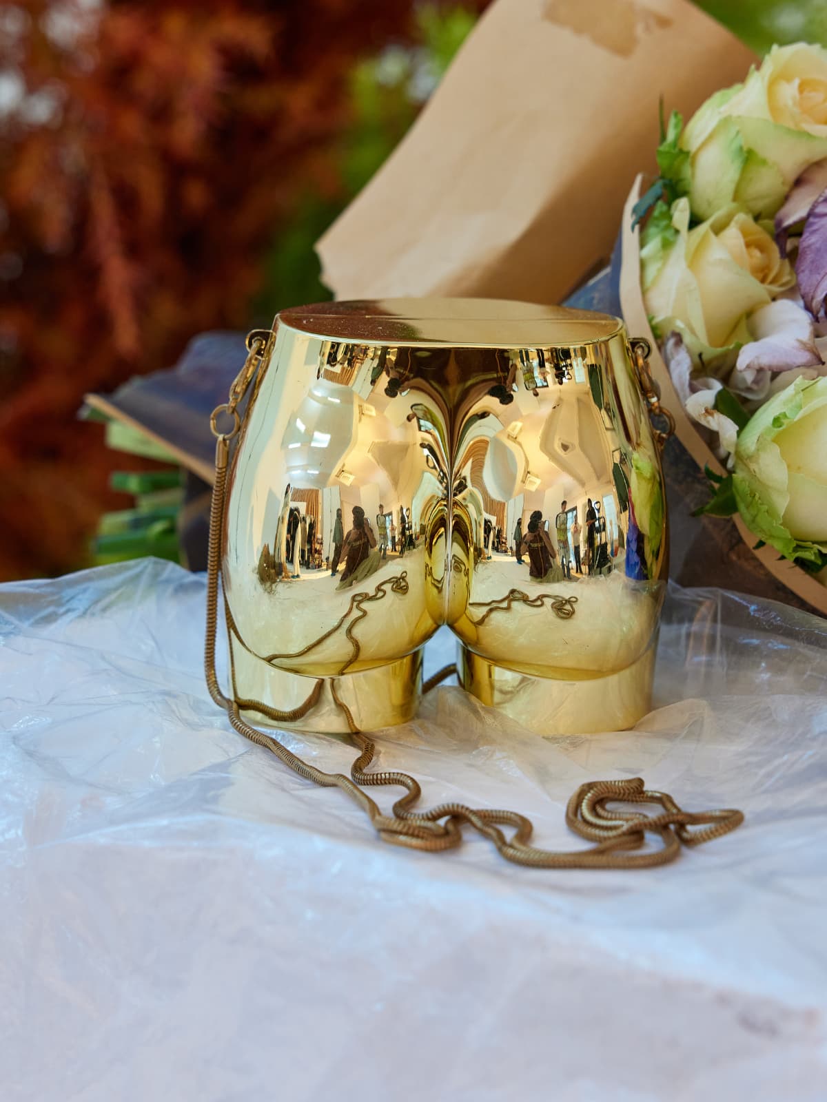 Morwenna Acrylic Butt Bag In Gold