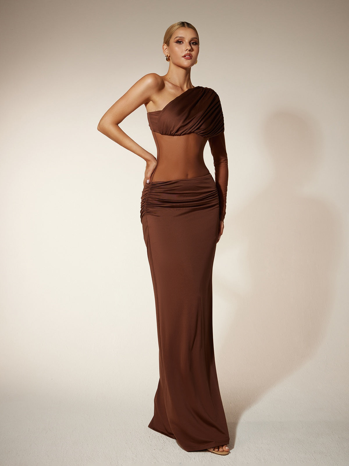 Myrxel One Shoulder Ruched Maxi Dress